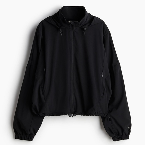 H&M Move Windproof Windbreaker Activewear Jacket Top With DryMove Size M Black - Picture 2 of 9